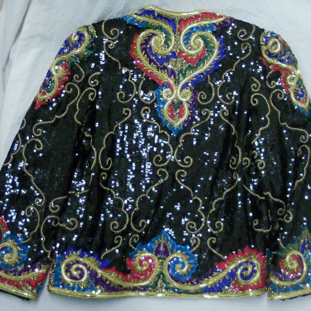Nye Sequin Evening Jacket Euc Designer - image 6